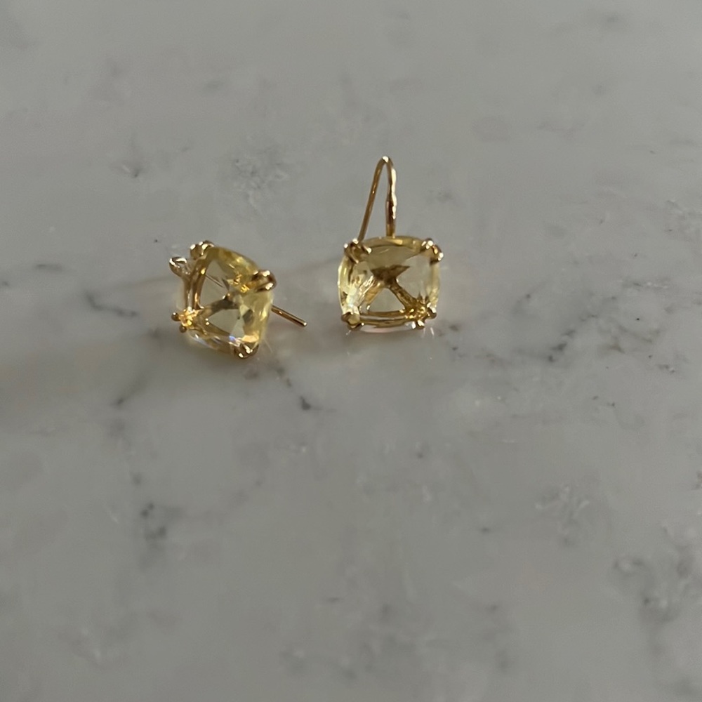 Stella & Dot ~ Yellow Cushion Drop Earrings